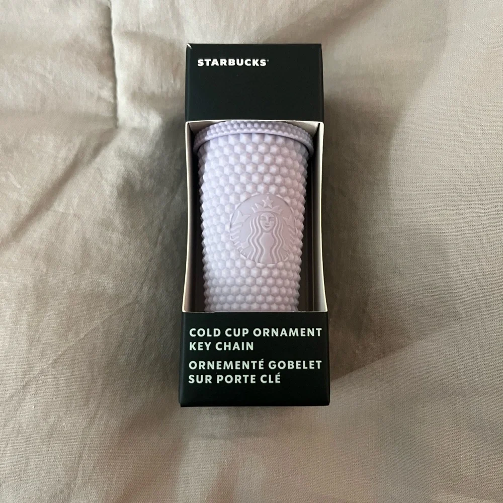 NWT Starbucks Lavender Matte Purple Studded Cold Cup Ornament Key Chain
